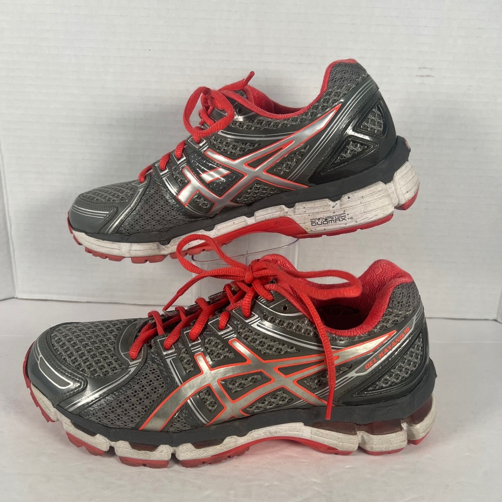 Asics Gel-Kayano 19 Womens Running Shoes Gray Red Silver T351Q Size 8.5